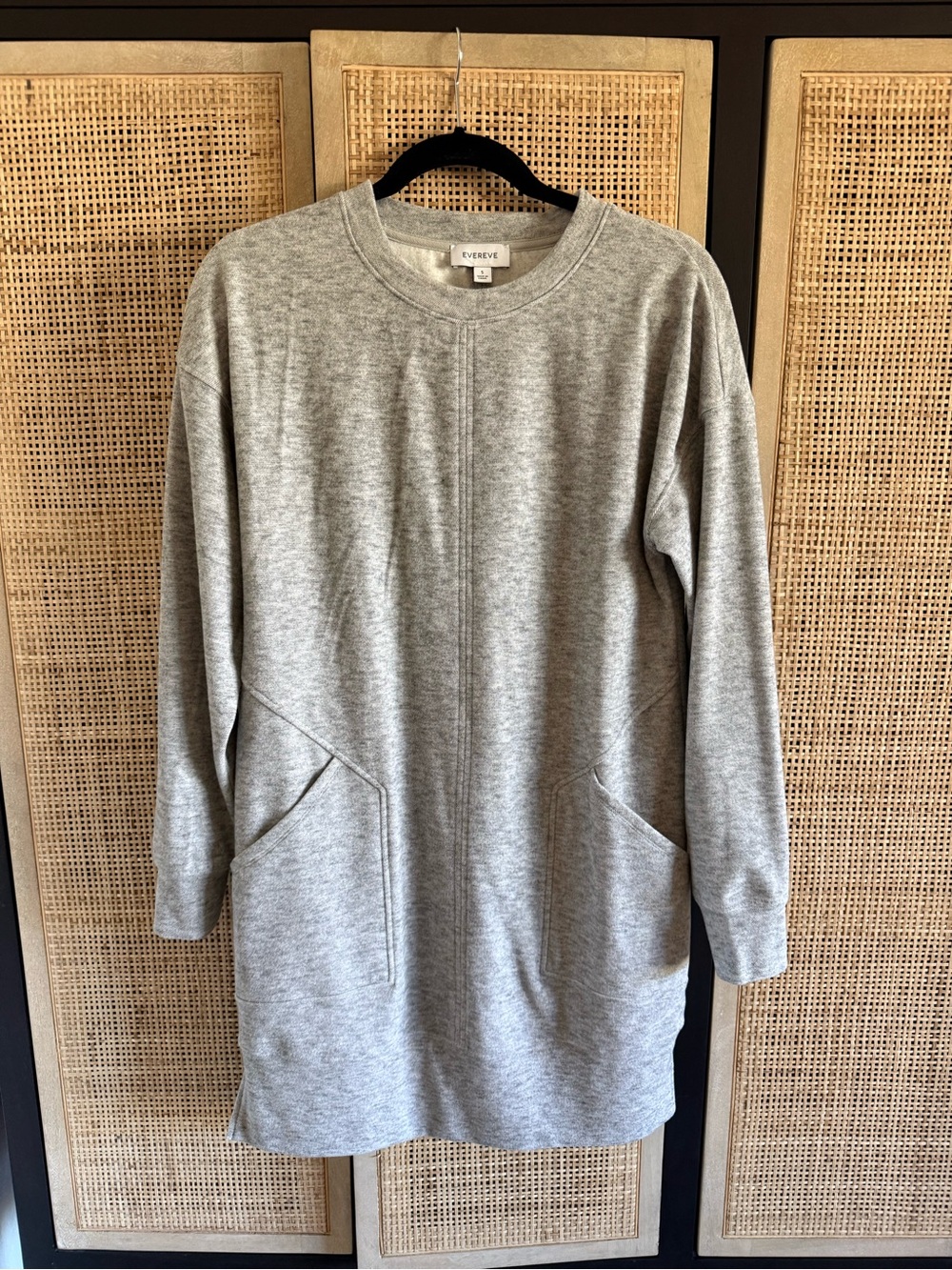 Evereve Heather Gray Crewneck Tunic Sweatshirt Dress